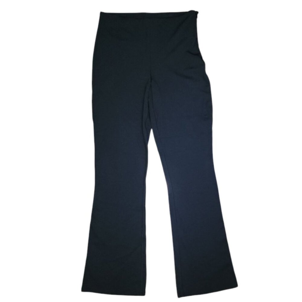 Fabletics Leggings Womens Size M Medium Solid All Black Side Zip Stretch Bootcut